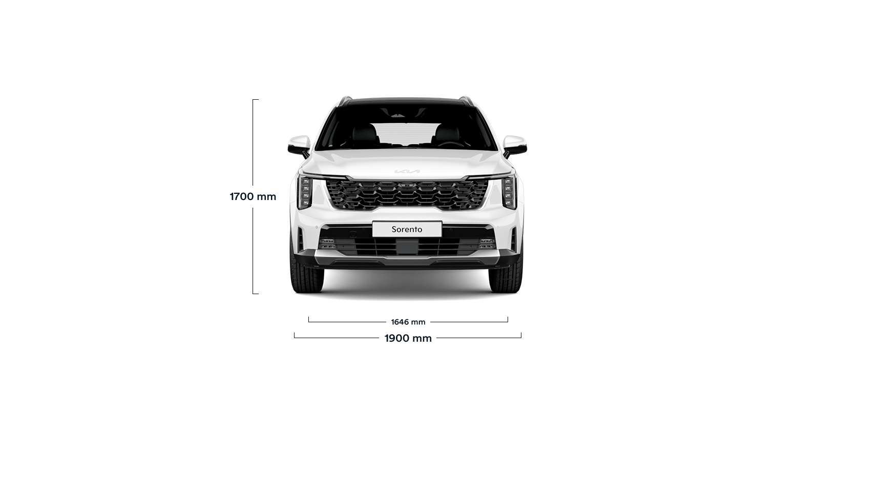 Kia Sorento, Abmessungen, Frontansicht, MMG