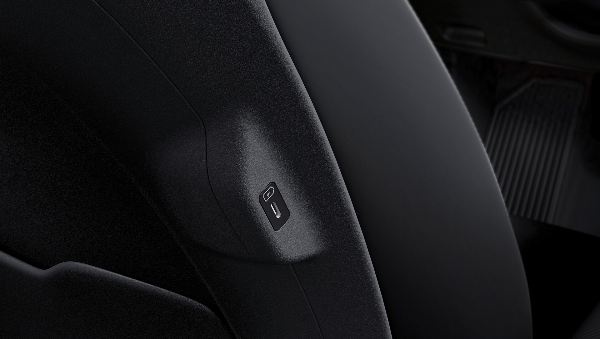 EV6, Detailaufnahme eines USB-C-Schnelladeanschlusses